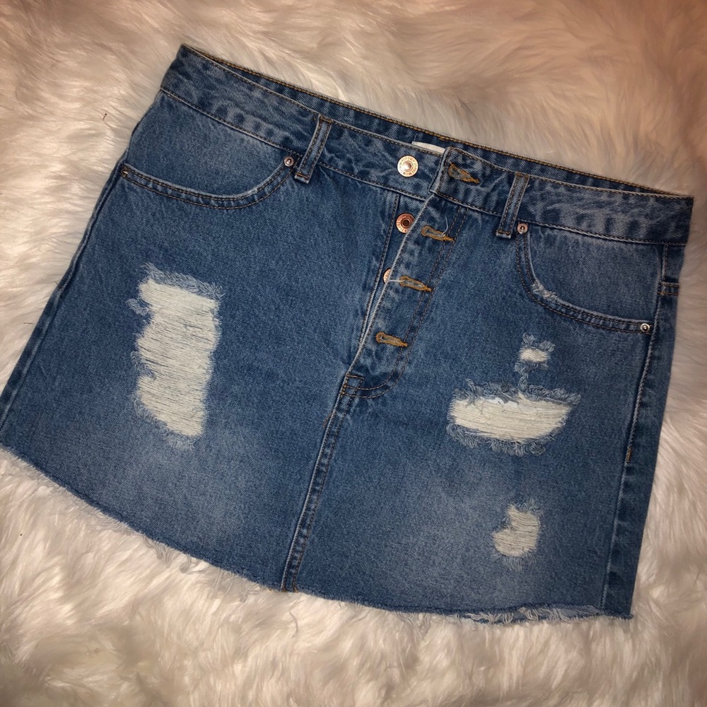 Forever 21 Denim Distressed Skirt